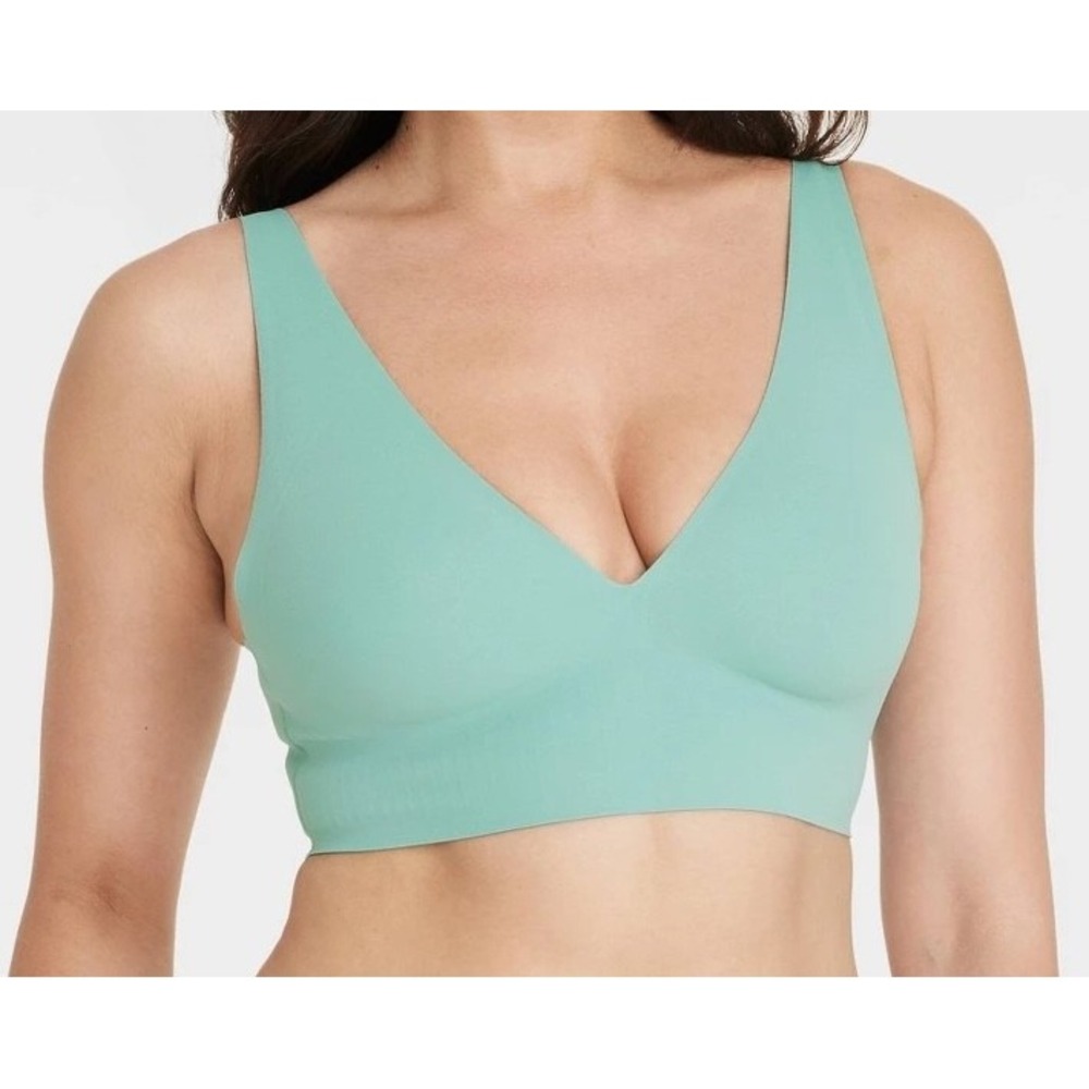 Auden Luxury Collection Bonded Plunge Longline Bralette Womens Small Green NWT